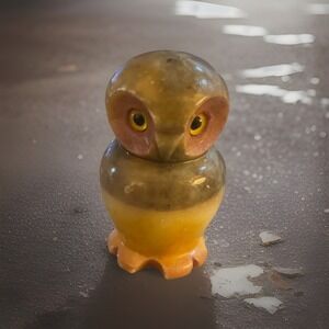 Vintage Genuine Alabaster Handmade Figurine Owl Made In Italy
